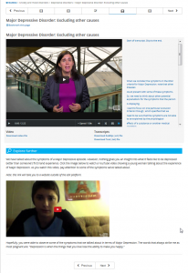 Screenshot edX Lehrvideo und Video aus Sicht einer betroffenen Person, Kurs Clinical Psychology (University of Queensland)