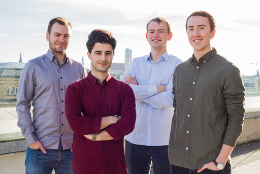 Das Gründerteam von StudySmarter v.l.n.r.: Simon Hohentanner, Maurice Khudhir, Christian Felgenhauer und Till Söhlemann (Quelle: StudySmarter)