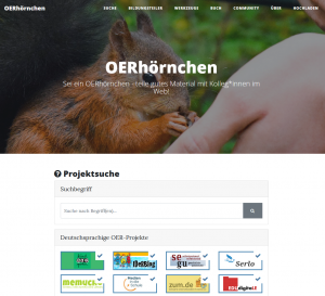 Die Benutzeroberfläche des Suchtools "OERhörnchen"