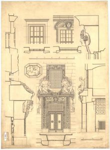 Skizzenpapier des Fassadenentwurfs von Friedrich von Thiersch aus dem Historischen Architekturmuseum München.